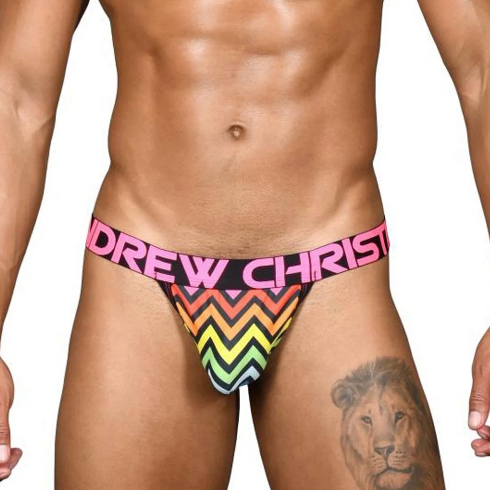 NEW Andrew Christian Men's Horizon Pride Strap Thong Underwear Size XL